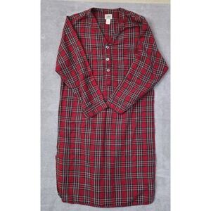 Vtg L.L. Bean‎ Nightgown Womens Medium Red Flannel Tartan Plaid Cottage Lounge